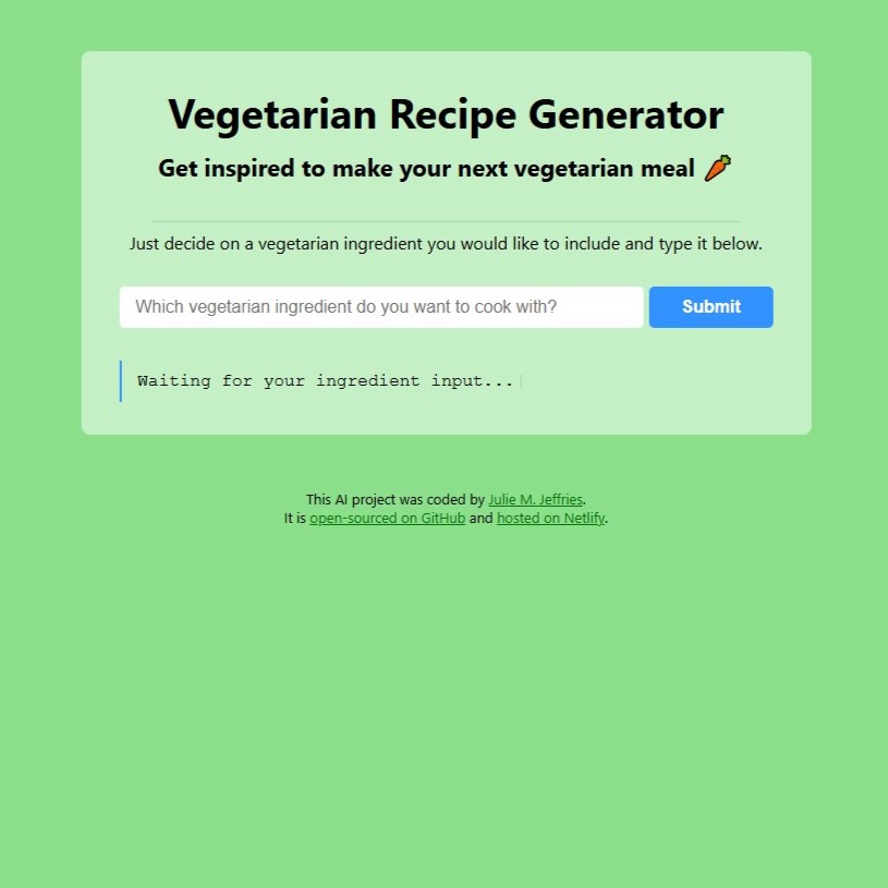AI vegetarian recipe generator